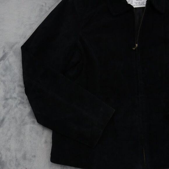 Relativity Jacket Womens PL Black Long Sleeve Full Zip Leather Collar Polyester - Picture 9 of 16